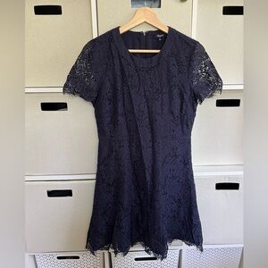 Madewell Blue Sheath Mini Dress Crew Neck Short Sleeve